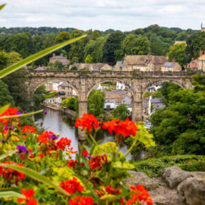A beautiful view of Knaresborough Viaduct in the town of Knaresborough in Yorkshire, UK.